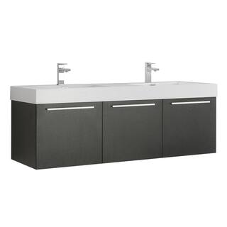 Fresca Vista 59 in. Modern Double Bathroom Wall Hung Vanity Cabinet Only in Black FCB8093BW-D