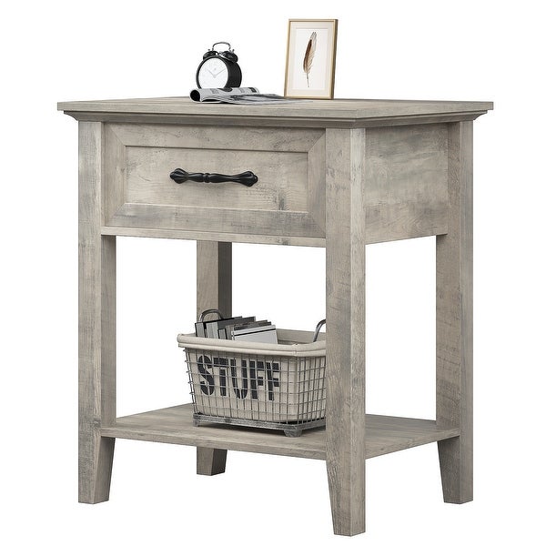 Amyove Square Nightstand， Bedside Table End Table for Bedroom Nursery Living Room