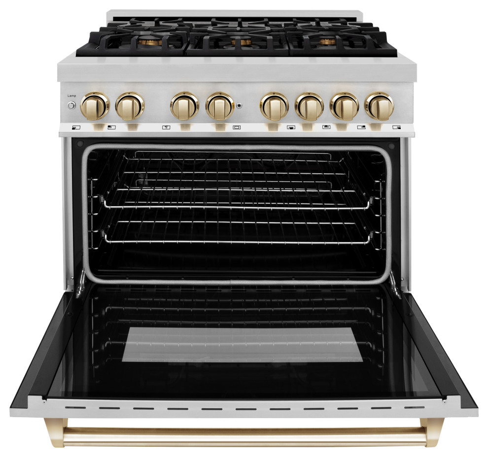 ZLINE Autograph 36 quot4.6 cu. ft. Dual Range  Stainless Steel   Gas Ranges And Electric Ranges   by Buildcom  Houzz