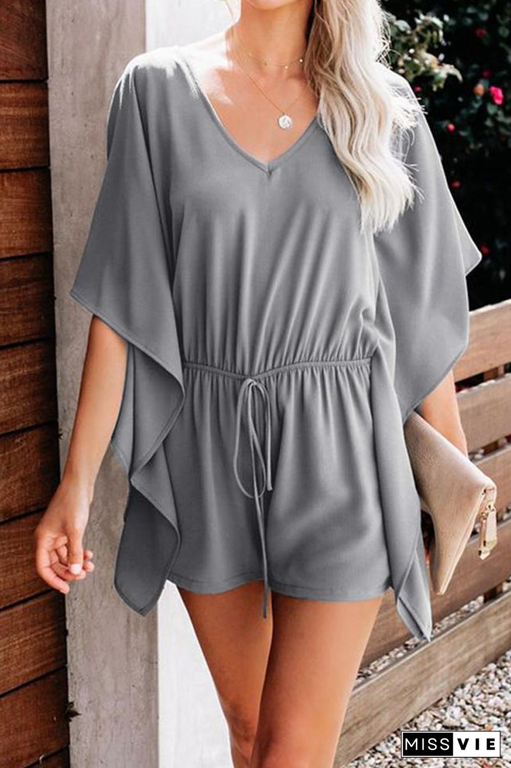 KarliDress V-Neck Ruffled Wide Loose Romper P12896