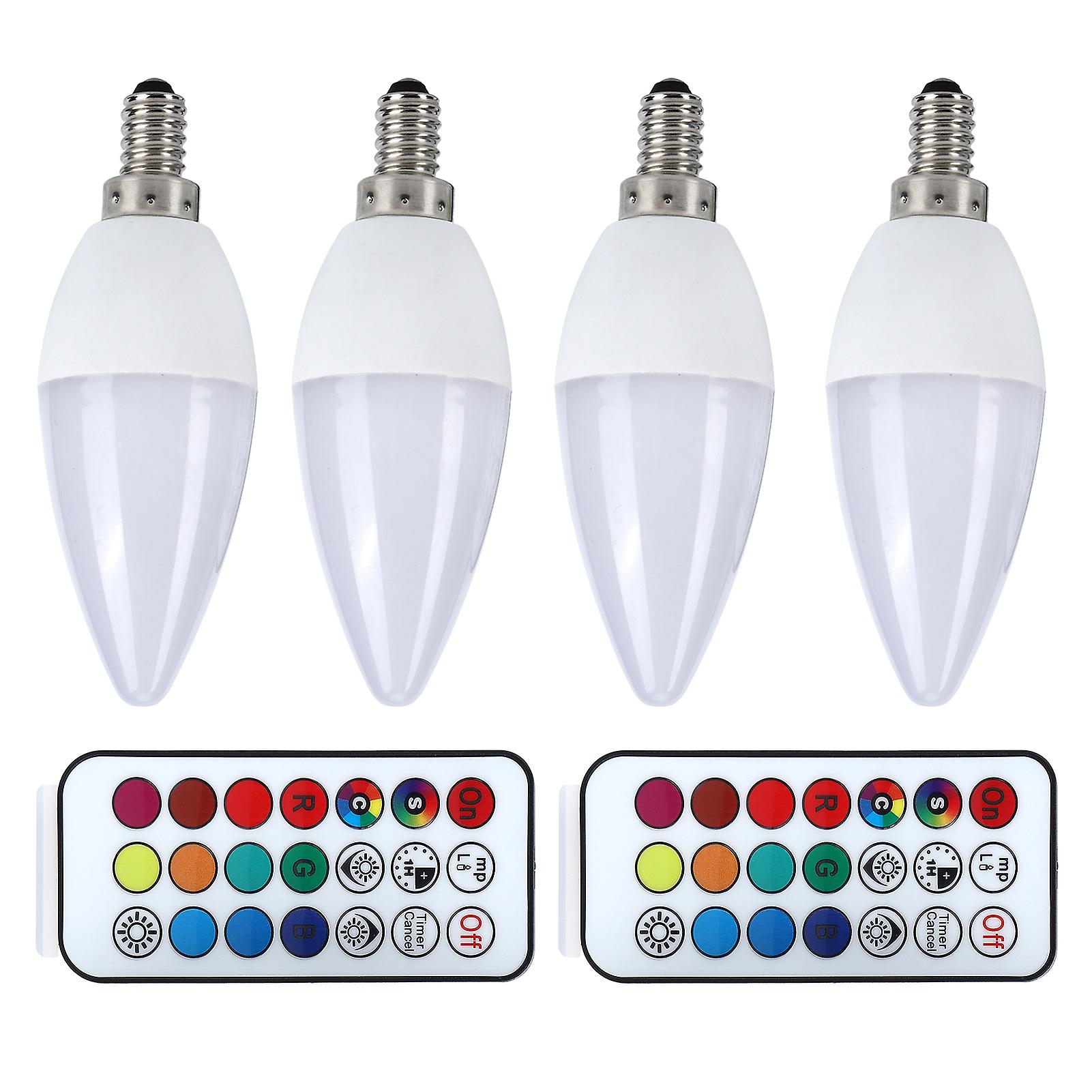 3w Rgb Color Changing Candle Light Bulb With Remote Control For Home Decoration 85265v(e12 Rgbpure White 6000k)