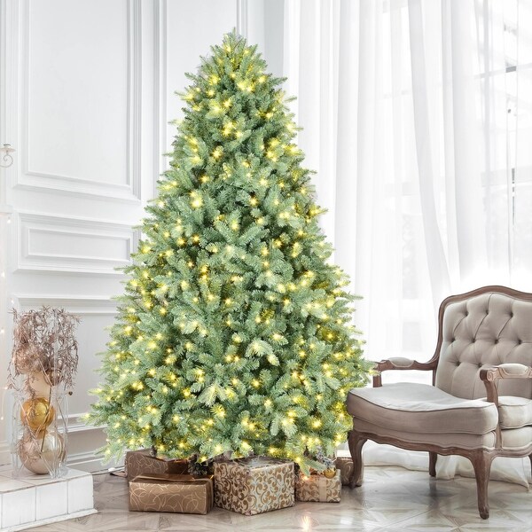 4ft9ft Blue PE/PVC Mixed Prelit Christmas Tree with Warm White LED Lights