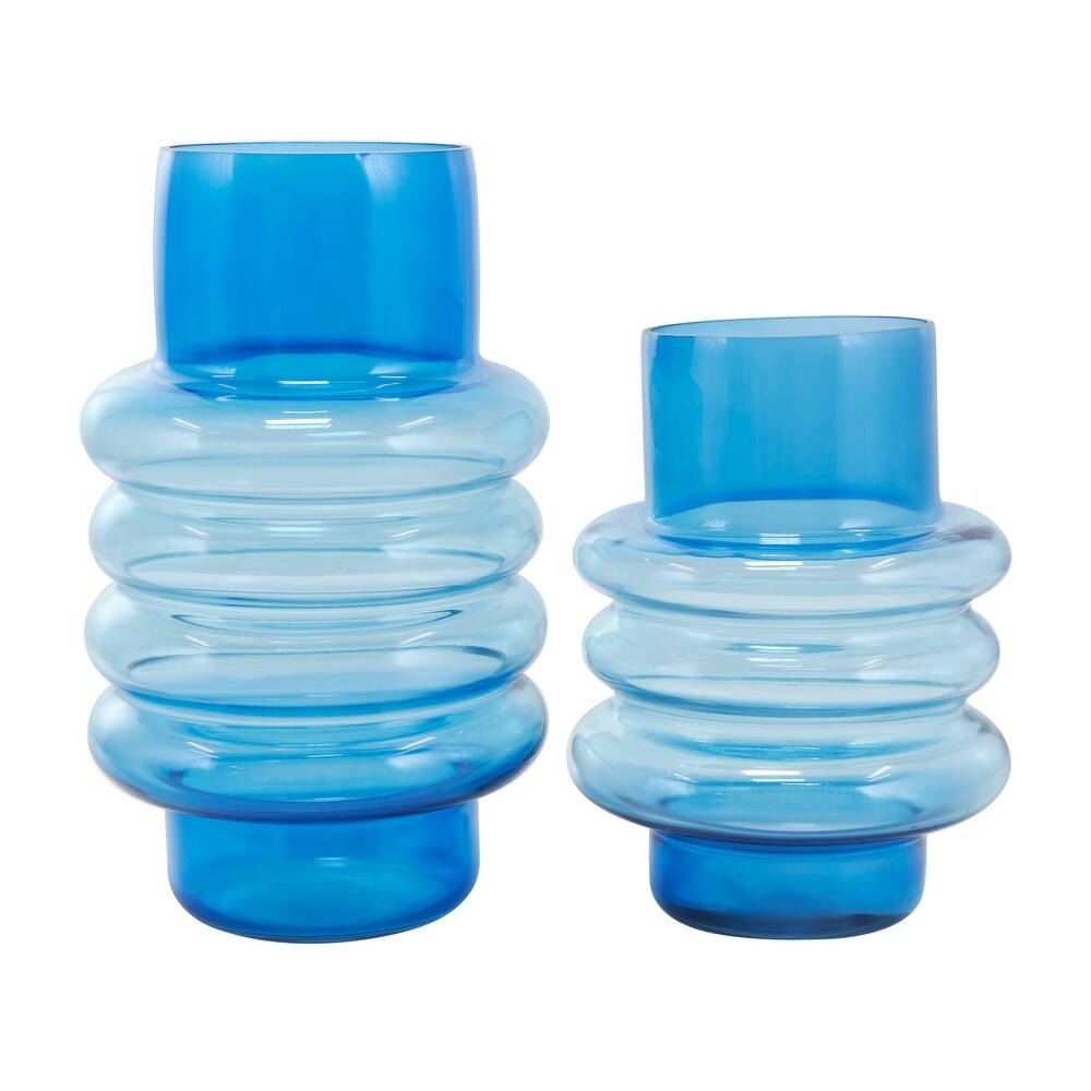 Blue Glass Ombre Bubble Vase (Set of 2)