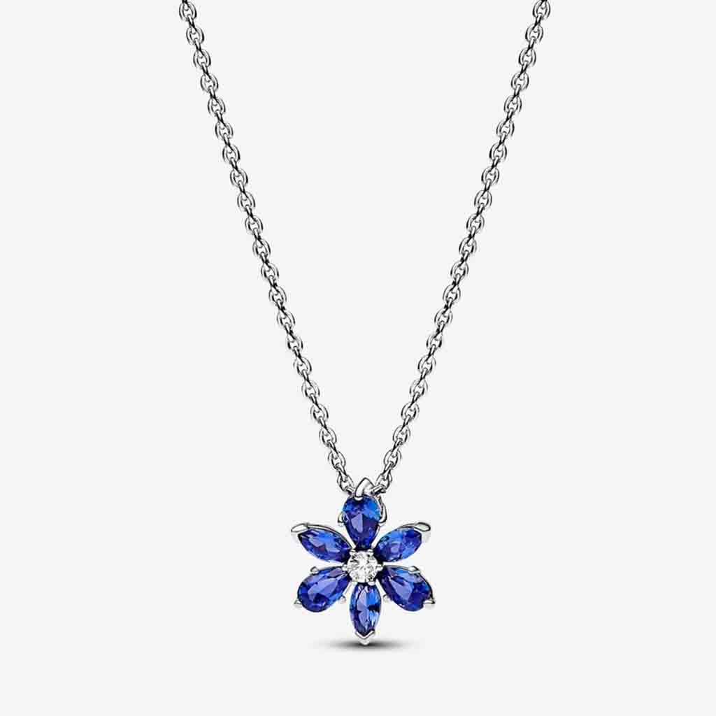 PANDORA  Sparkling Blue Herbarium Cluster Pendant Necklace