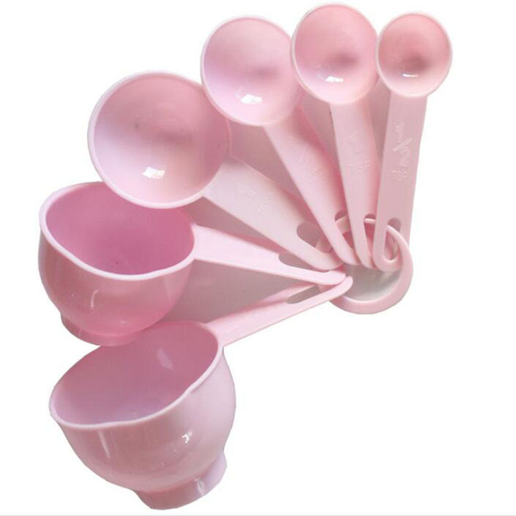 Cusimax 7PCS/Set Plastic Measuring Cups with Spoons Measure Kitchen Utensil Cooking Scoops Sugar Cake Baking Scales Spoon