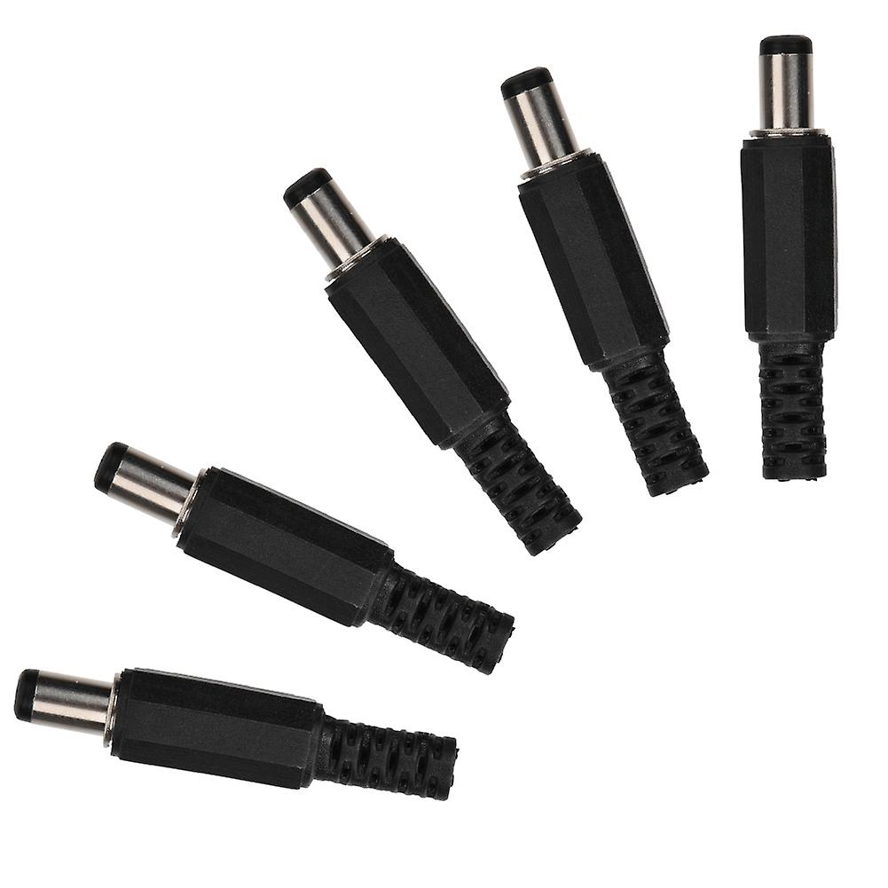 5pcs 2.1mm X 5.5mm Male Dc Power Plug Jack Coaxial Connector Adapter