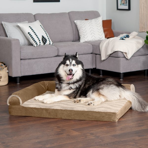 FurHaven Wave Fur and Velvet Orthopedic Deluxe Chaise Dog and Cat Bed