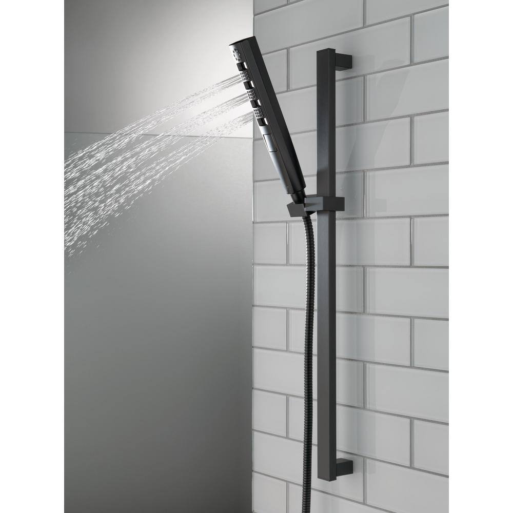 Delta 4-Spray Patterns 1.75 GPM 1.43 in. Wall Mount Handheld Shower Head with H2Okinetic in Matte Black 51140-BL