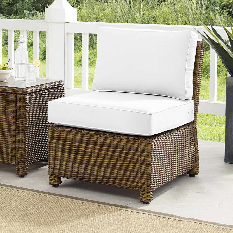 Bradenton Outdoor Wicker Sectional Center Chair Navy Cushions   Tropical   Outdoor Lounge Chairs   by Crosley  Houzz