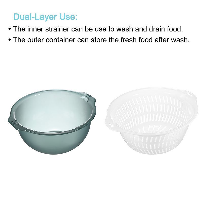 Vegetable Storage Basket Colander Double Drain Basket 2Pcs， Large and Medium