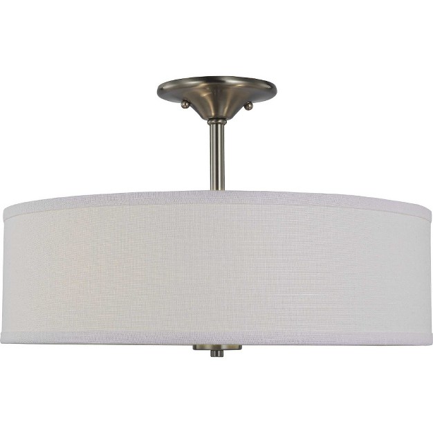 Progress Lighting Inspire Collection 3 light Semi flush Mount Graphite Summer Linen Shade