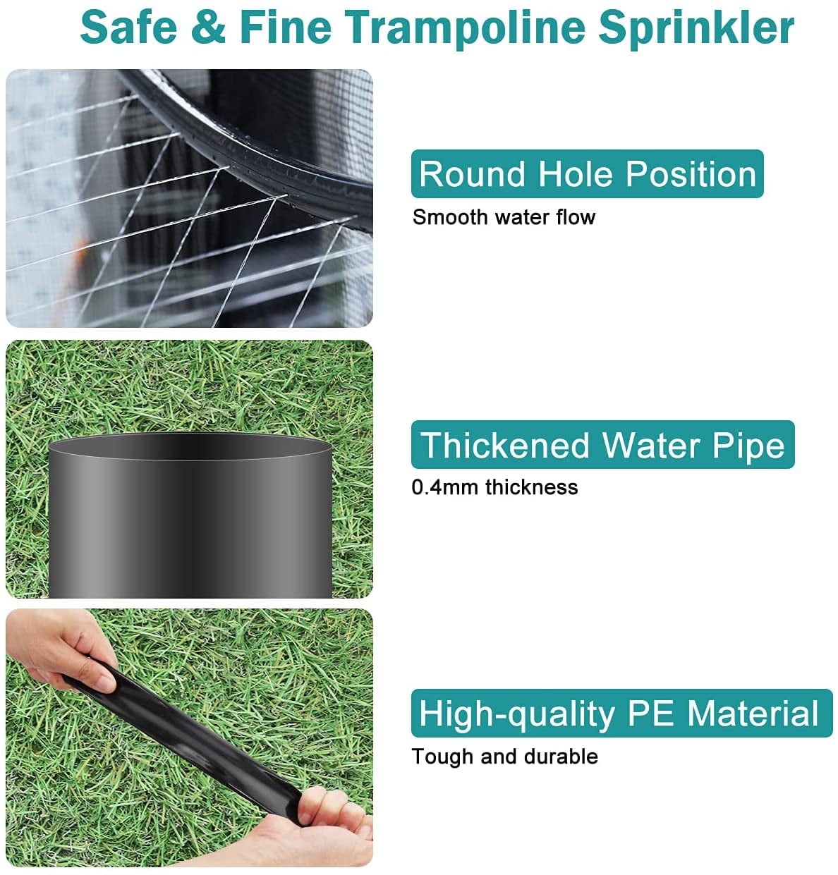 26FT Trampoline Sprinklers for Kids Outdoor Water Play Sprinklers Fun Summer Water Toys， Water Games Yard Toys Sprinklers Backyard Sprayer Water Park for Age 5+