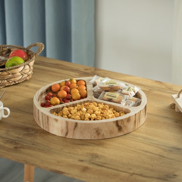 3 Sectional Round Snack Tray for Dining Table and Kitchen Decoration