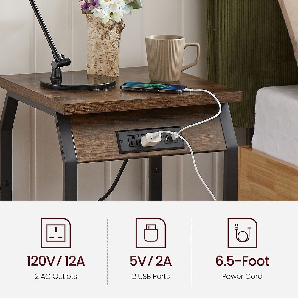 End Table with Charging Station Set of 2