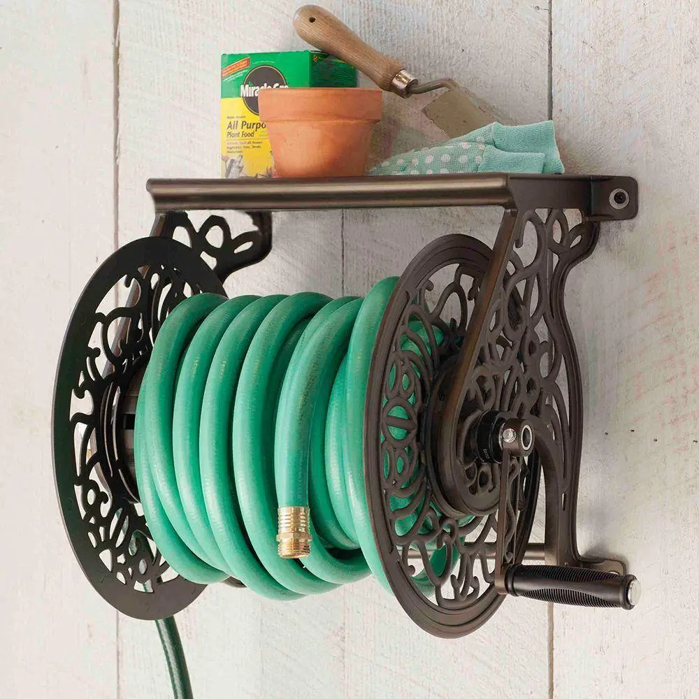 LIBERTY GARDEN 125 ft. Steel Decorative Garden Hose Wall Mounted Reel