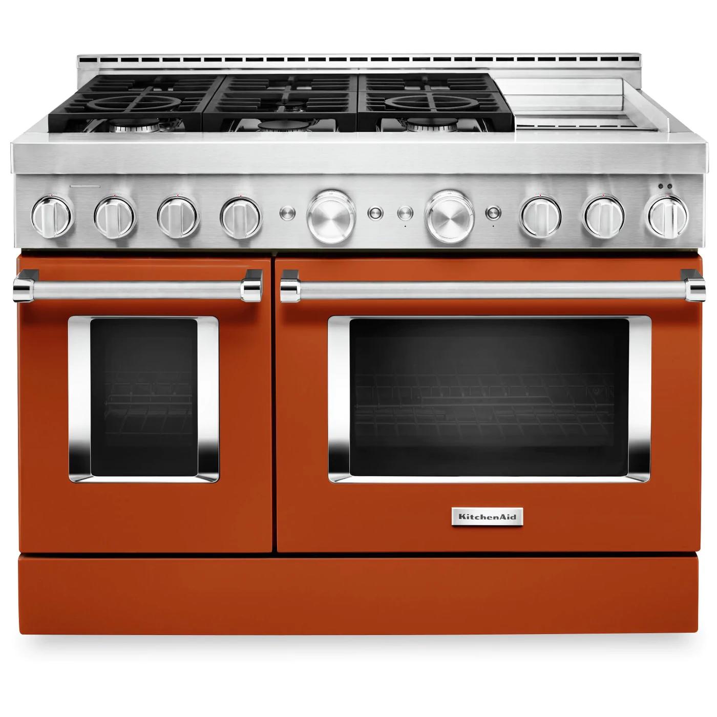 KitchenAid 48-inch Freestanding Dual Fuel Range with Even-Heat? True Convection KFDC558JSC