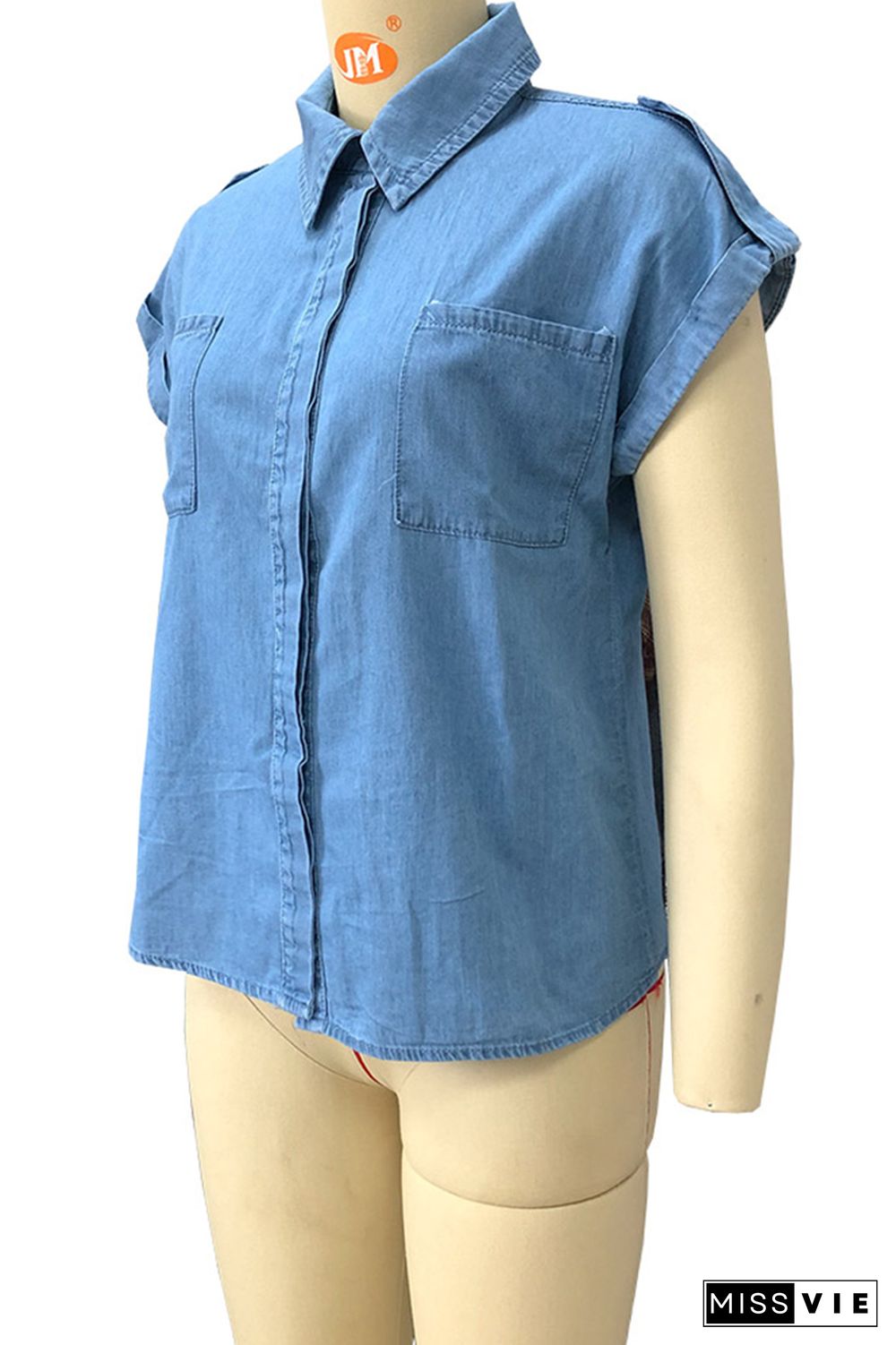 Denim Sleeveless With Pockets Jacket Wholesale