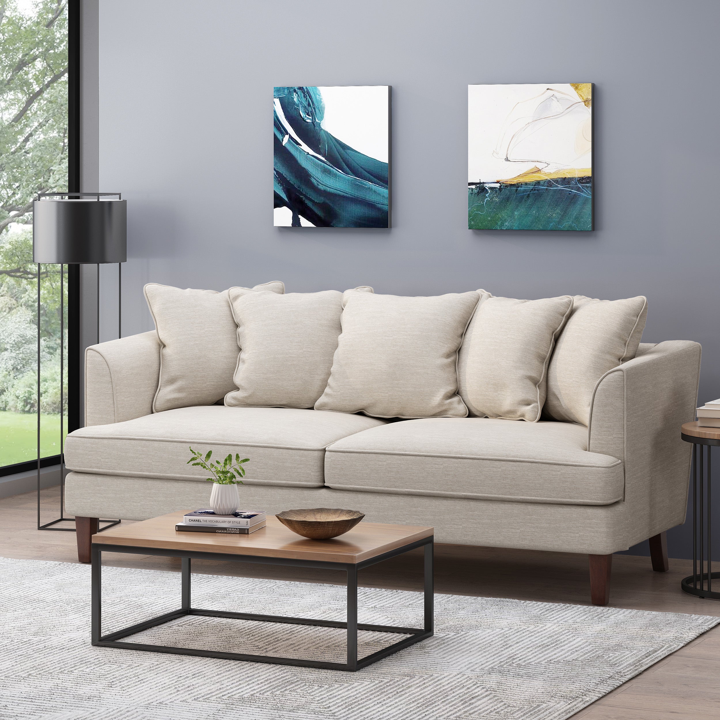 Lilburn Contemporary Pillow Back 3 Seater Sofa