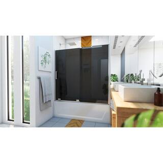 DreamLine Mirage-Z 60 in. W x 58 in. H Sliding Frameless Tub Door in Brushed Nickel with Smoke Gray Glass SHDR1960584G04