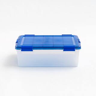 IRIS 10 Gal. WeatherPro Clear Plastic Storage Box with Blue Lid (3-Pack) 500140