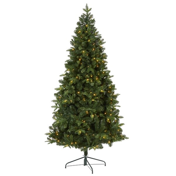 7' Grand Teton Spruce Flat Back Christmas Tree with 220 Clear LED