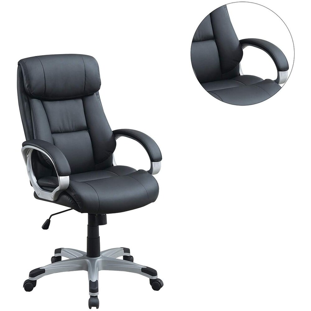 High Back Office Desk Chair  Ergonomic Executive Leather Chair with Lumbar Support Computer Task Chair with Armrest  Black