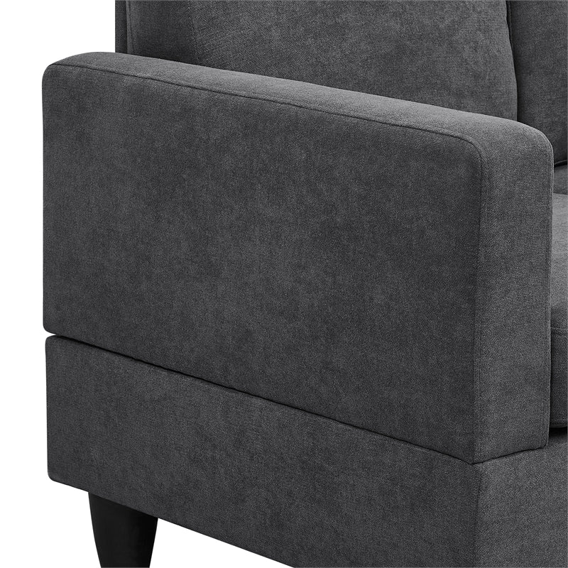 Partner Furniture Polyester Fabric 95.25 Wide Sofa & Chaise in Dark Gray