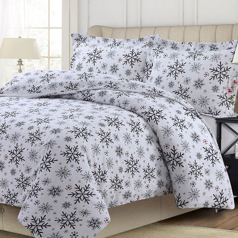 Printed Flannel 3-piece Duvet Cover Set