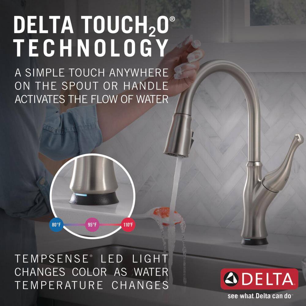 Delta Ophelia Single Handle Touch-On Pull Down Sprayer Kitchen Faucet with Touch2O Technology in Stainless Steel 19888TZ-SP-DST