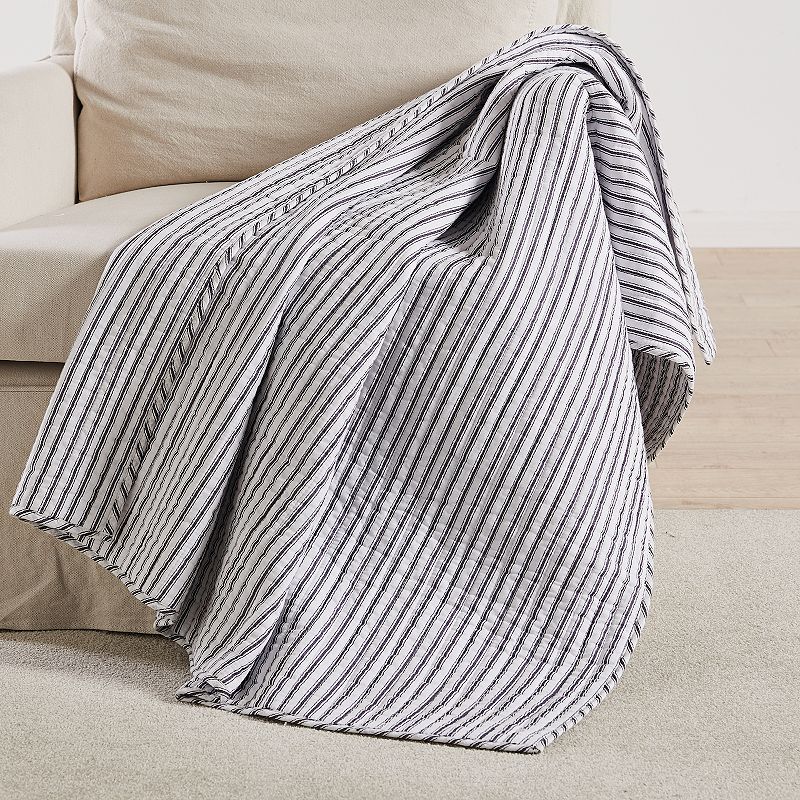 Levtex Home Tobago Stripe Charcoal Quilted Throw