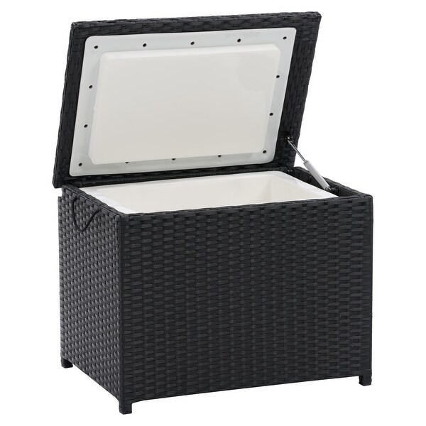 CorLiving Parksville Black Rattan Insulated Cooler Table