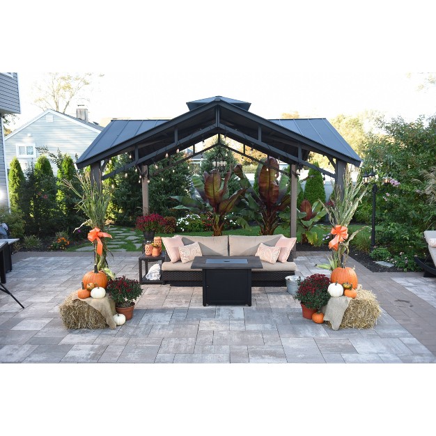 Rectangle Lp Gas Outdoor Fire Pit Black