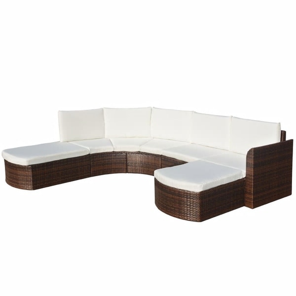 vidaXL Patio Furniture Set 4 Piece Sectional Couch Outdoor Sofa Poly Rattan