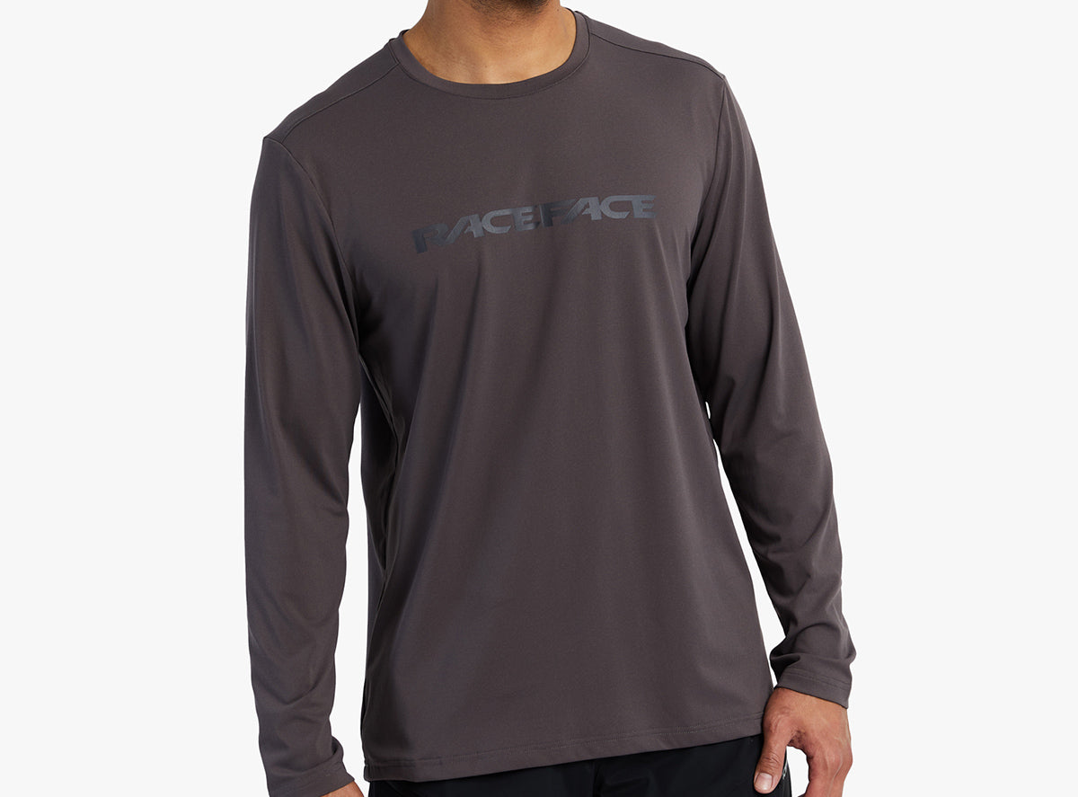 Race Face Commit Long Sleeve Tech Top - Charcoal - 2022