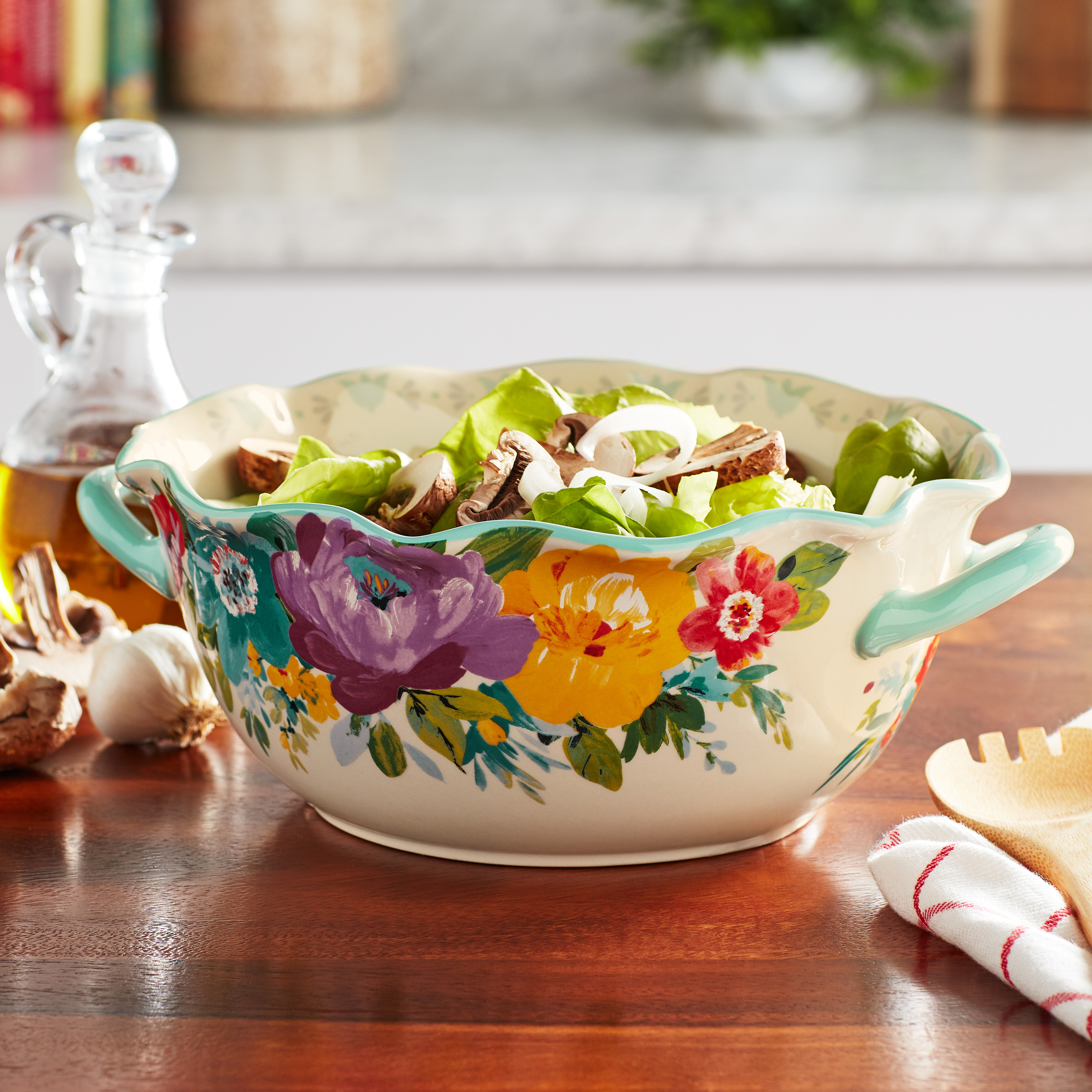 The Pioneer Woman Sweet Romance Blossom 9.9-Inch Serving Bowl with Handles