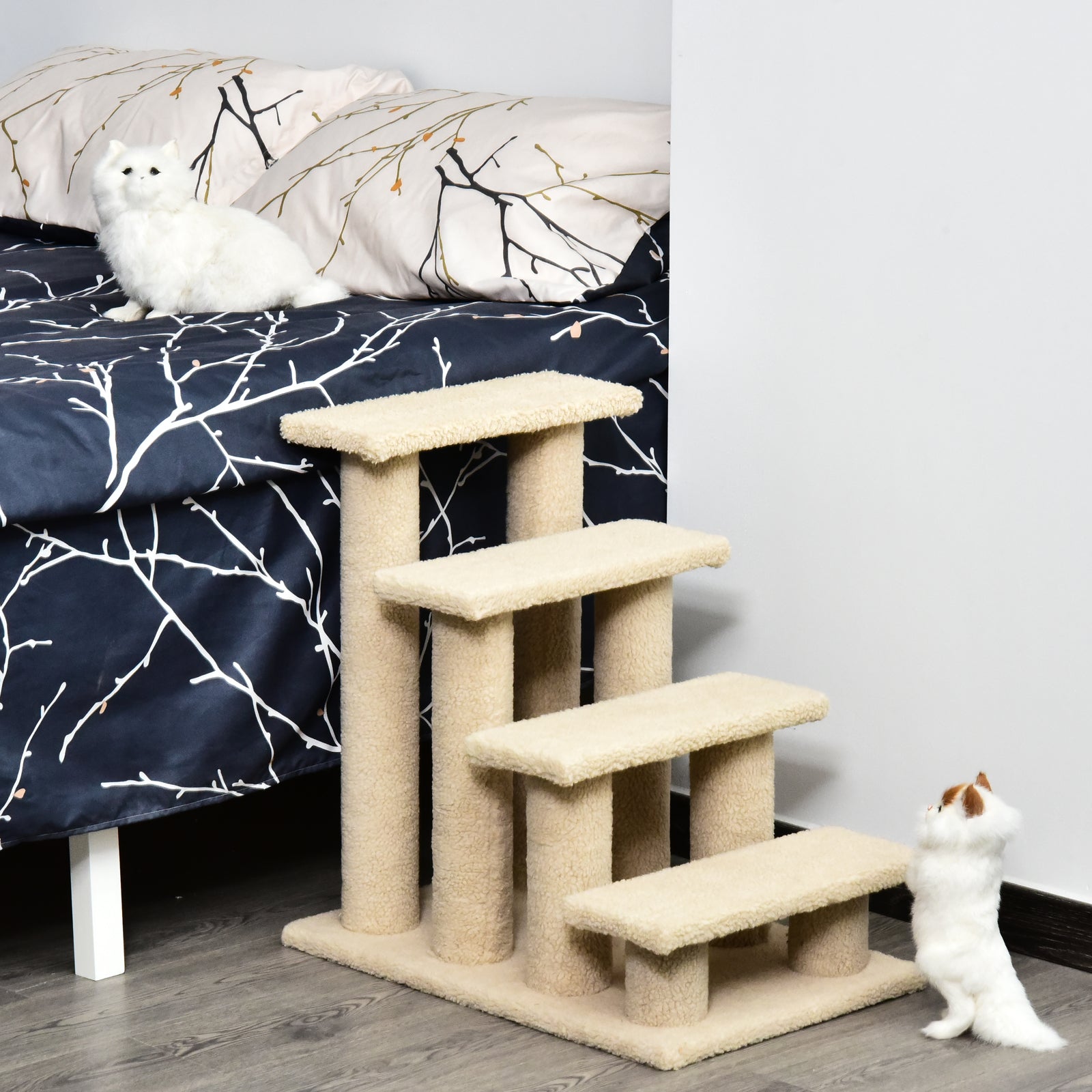 24'' Cat Tree 4-Step Stairway Perch Scratcher Pet Steps Stairs Dog Ramp Ladder