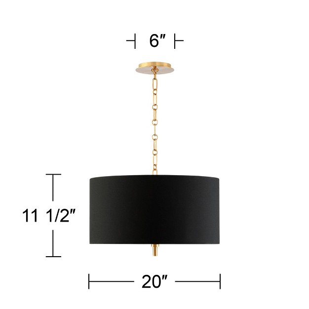 Wide Modern Black Fabric Drum Shade 4 light Fixture For Dining Room Living House Kitchen Island