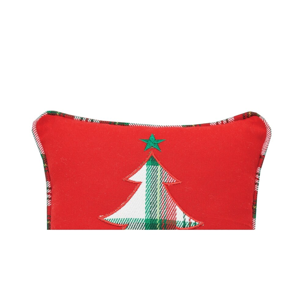 Plaid Christmas Tree Applique Throw Pillow