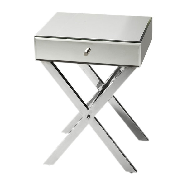 Vincennes Crafted Stainless Steel Mirrored Accent Side Table