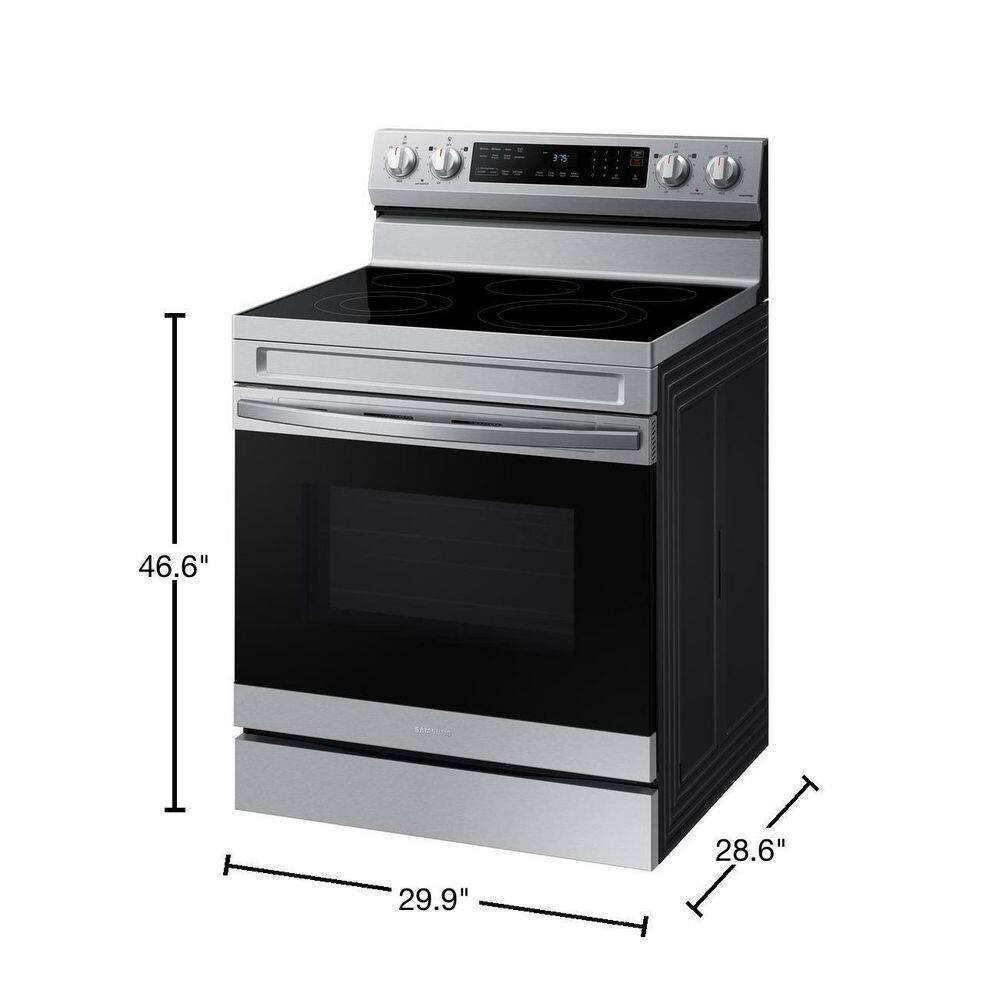  6.3 cu. ft. Smart Wi-Fi Enabled Convection Electric Range with No Preheat AirFry in Stainless Steel NE63A6511SS