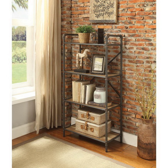 Acme 97163 Itzel Bookshelf  Antique Oak   Sandy Gr...