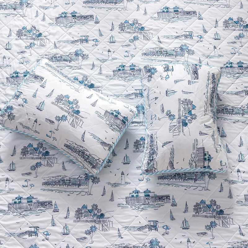 Madelinen® Coastal Toile Reversible Quilt Set with Shams