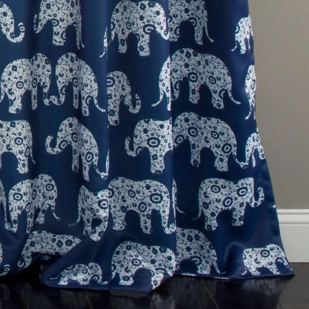 Light Filtering Elephant Parade Curtain Panels Navy Lush D cor