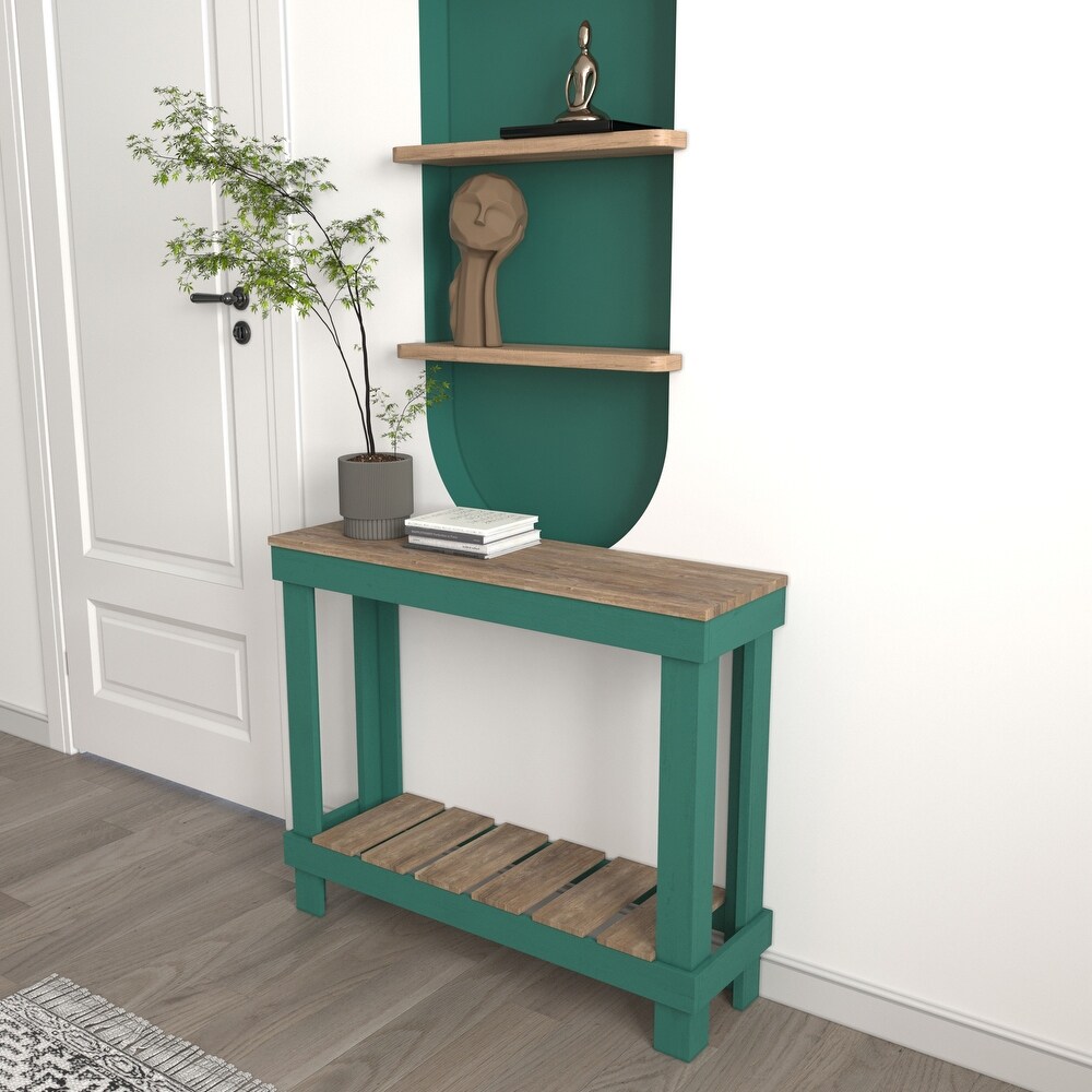 Farmhouse Rustic Wood Small Entryway Sofa Table