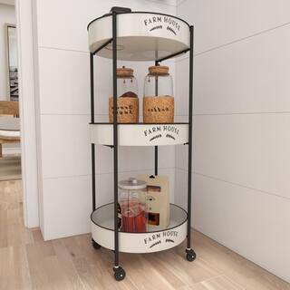 Litton Lane White Rolling 3 Shelves Kitchen Storage Cart with Wheels 46440