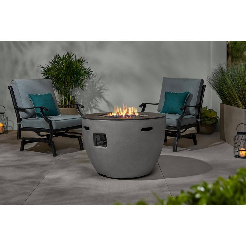 Home Decorators Collection 35.2 in. W x 24 in. H Round Concrete Finish Fire Table with Sintered Stone Tabletop FP21525