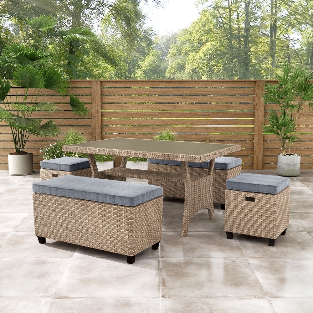 Decker Modern Wicker 5 Piece Outdoor Open Dining Set by M L Co.