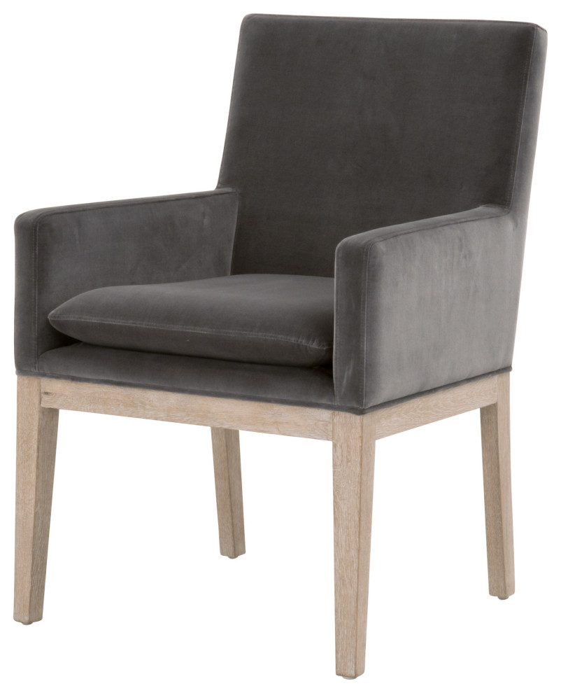 Arm Chairs Drake Arm Chair Dark Dove Velvet  Natural Gray Oak   Transitional   Armchairs And Accent Chairs   by Sideboards and Things  Houzz