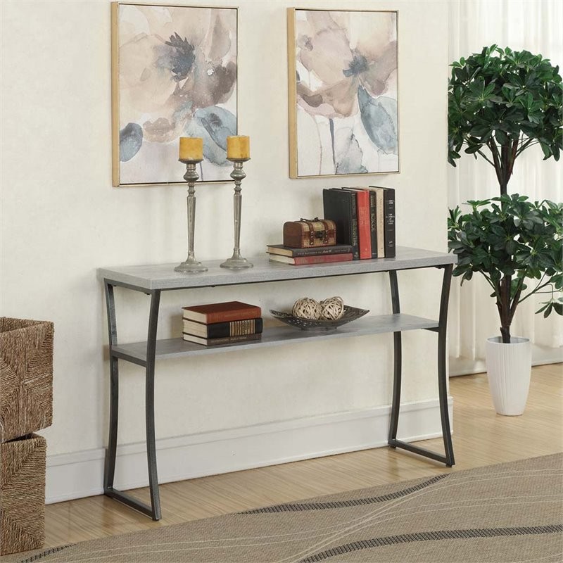 Pemberly Row Console Table in Faux Birch   Industrial   Console Tables   by Homesquare  Houzz