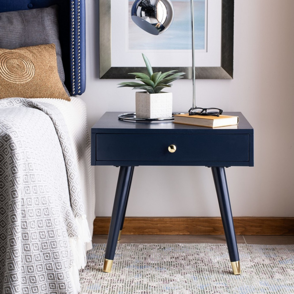 Vincent Gold Cap End Table Navy   Midcentury   Side Tables And End Tables   by AED Luxury Home Decor  Houzz